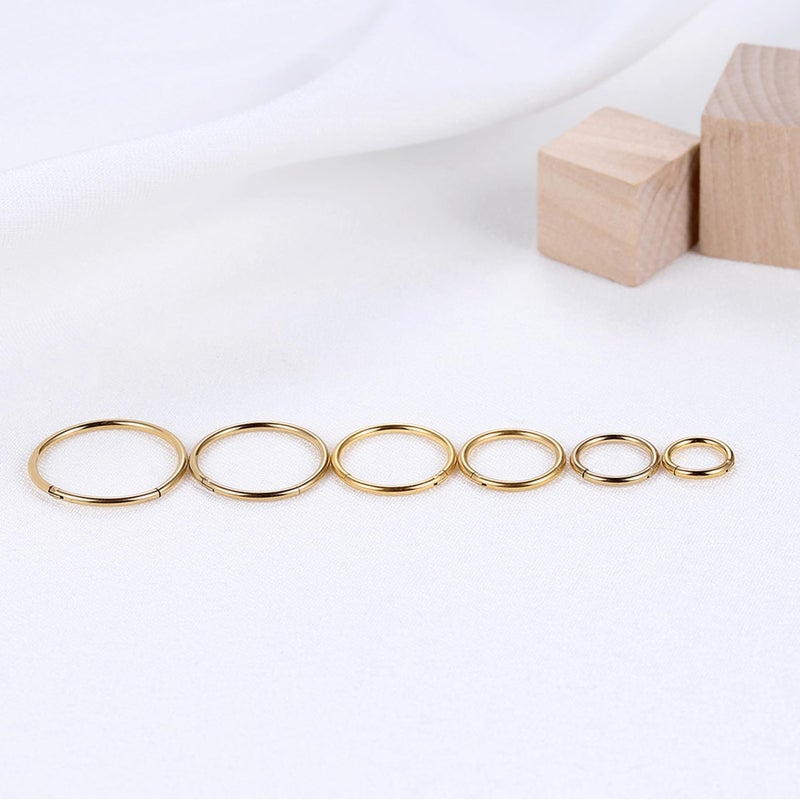 Lantine Gold Hinged 18g Small Nose Rings Hoop 6mm Septum Ring Clicker Cartilage Helix Tragus Hoop Earrings - Image 5